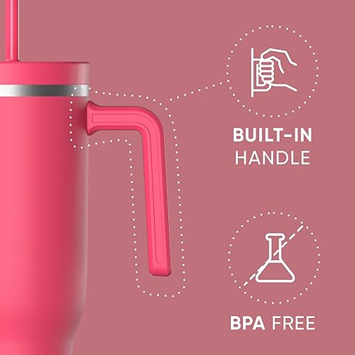 Miniatura 2 de Hydrapeak Voyager Vaso de Acero Inoxidable de 40 Oz con Asa, Botella de Agua Aislada con Pajita y Tapa, Taza de Viaje Reutilizable Compatible con