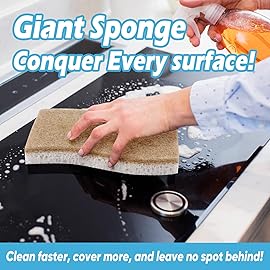 AIDEA XL Scrub Sponges Non-Scratch, 6Count, Large Natural Sponge for Non Stick Cookware, Sponges Kitchen, Cellulose Cleaning Sponge for Dishes, Kitchen, Bathroom, Household