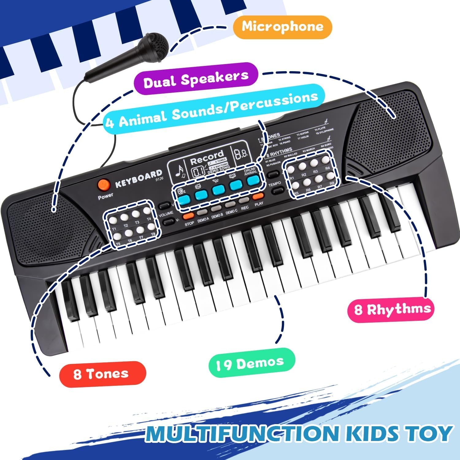 Piano Numérique Clavier Piano 37 Touches Avec Micro - Jouet Musical Piano Numérique Clavier Piano 37 Touches Avec Micro - Jouet Musical