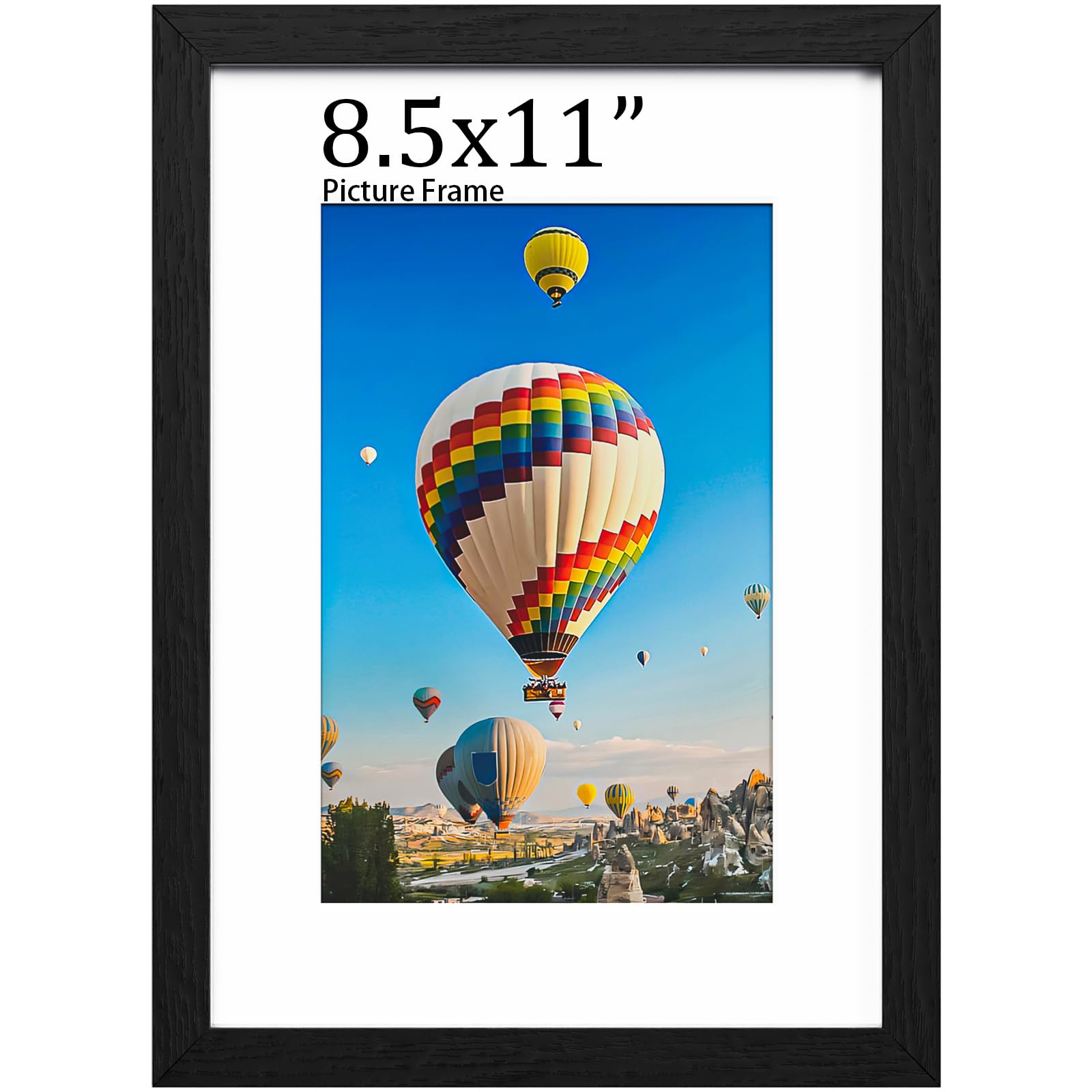 8.5x11 Picture Frame, Wooden Photo Frame 19.3x14.2 cm, Frame Black — image 1