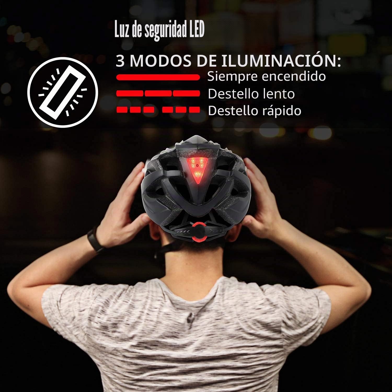 Shinmax Casco Bicicleta Adulto con Luz Casco MTB con Visera Magnética Desmontable Gafas Ajustable Seguridad de Protección para Montaña Casco Ciclismo Ultraligero Casco Bici Unisex Hombre Mujer NR-097