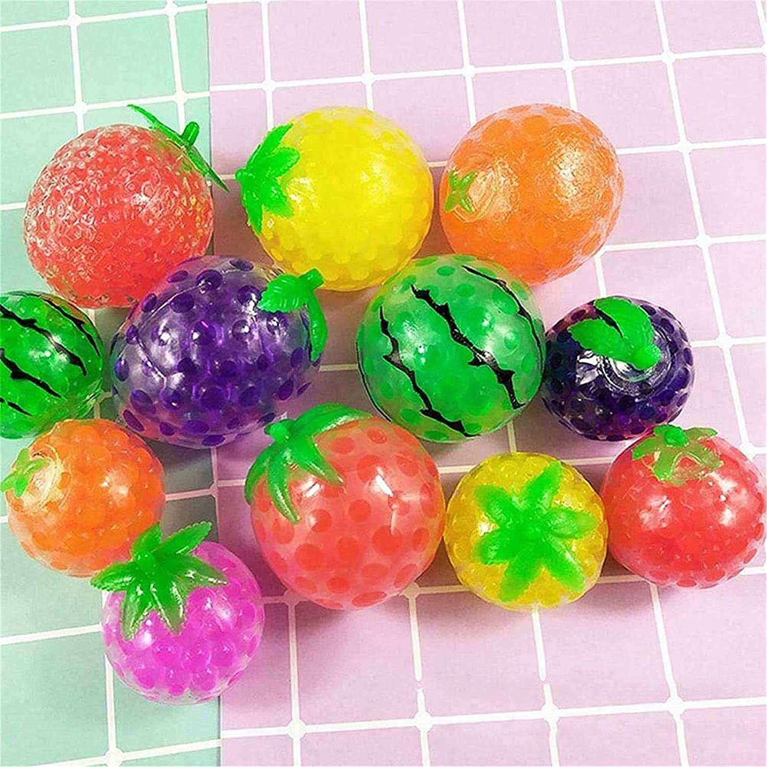 5cm Squishy Balls Fidget Toy, Fruit Water Bead Filled Squeeze Stress