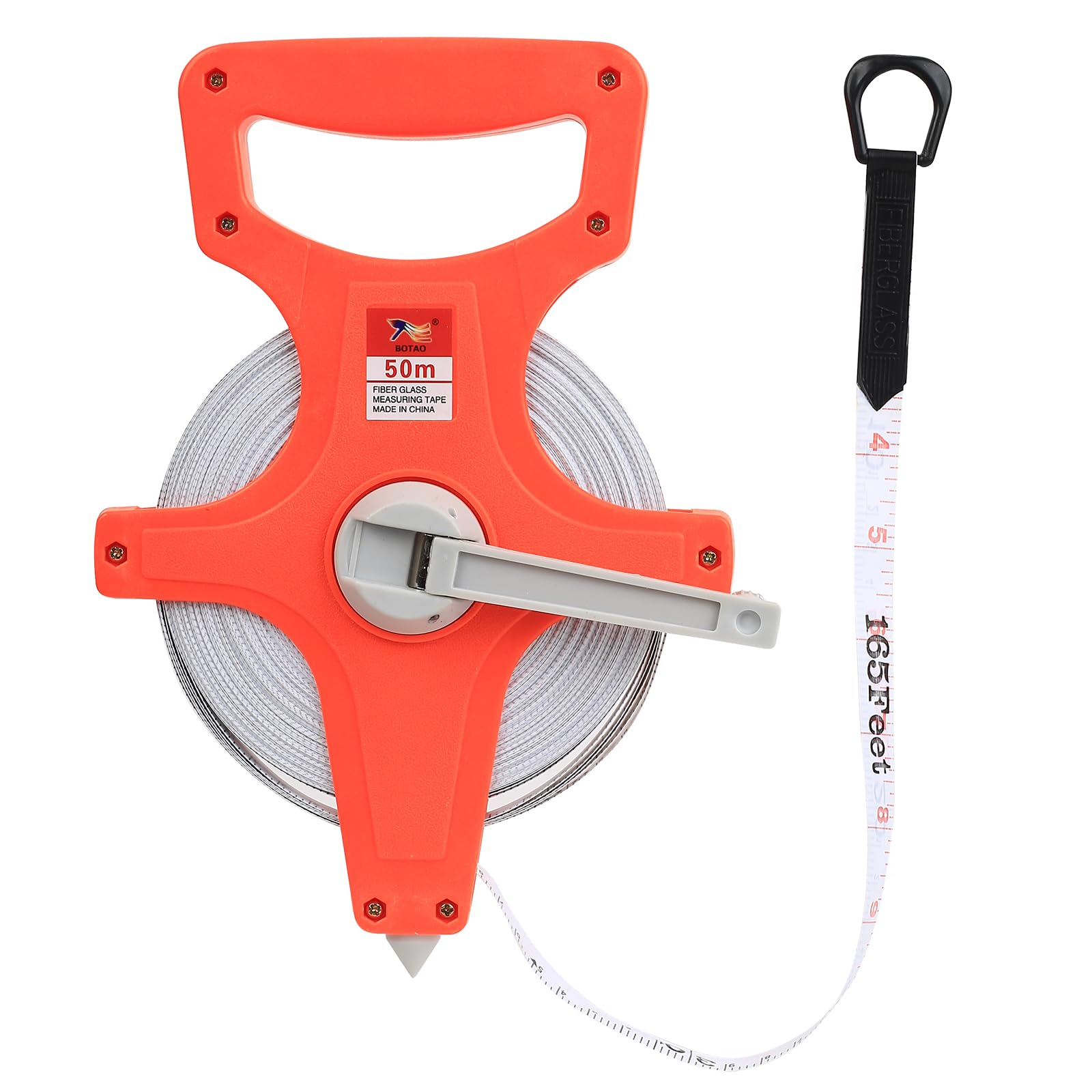 Cinta métrica de 50 m con mango ergonómico, cinta métrica abierta, 50 m, de fibra de vidrio, doble cara