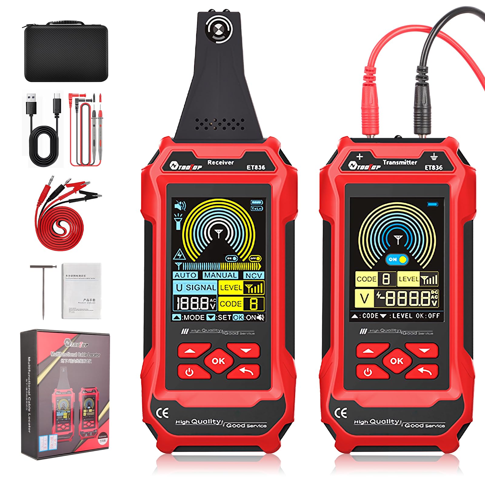 Localizzatore di cavi ET836 per interruzioni: sistema professionale di localizzazione di cavi interrati e a parete - Rilevatore di interruzioni,Multifunctional Line Finder Multimeter
