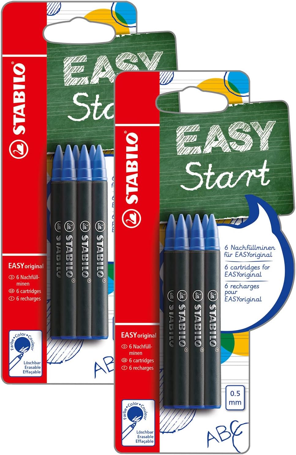 Stylo STABILO Facile ORIGINAL - Ergonomique Pour écriture Manuscrite - Style à Bille - 14 Couleurs