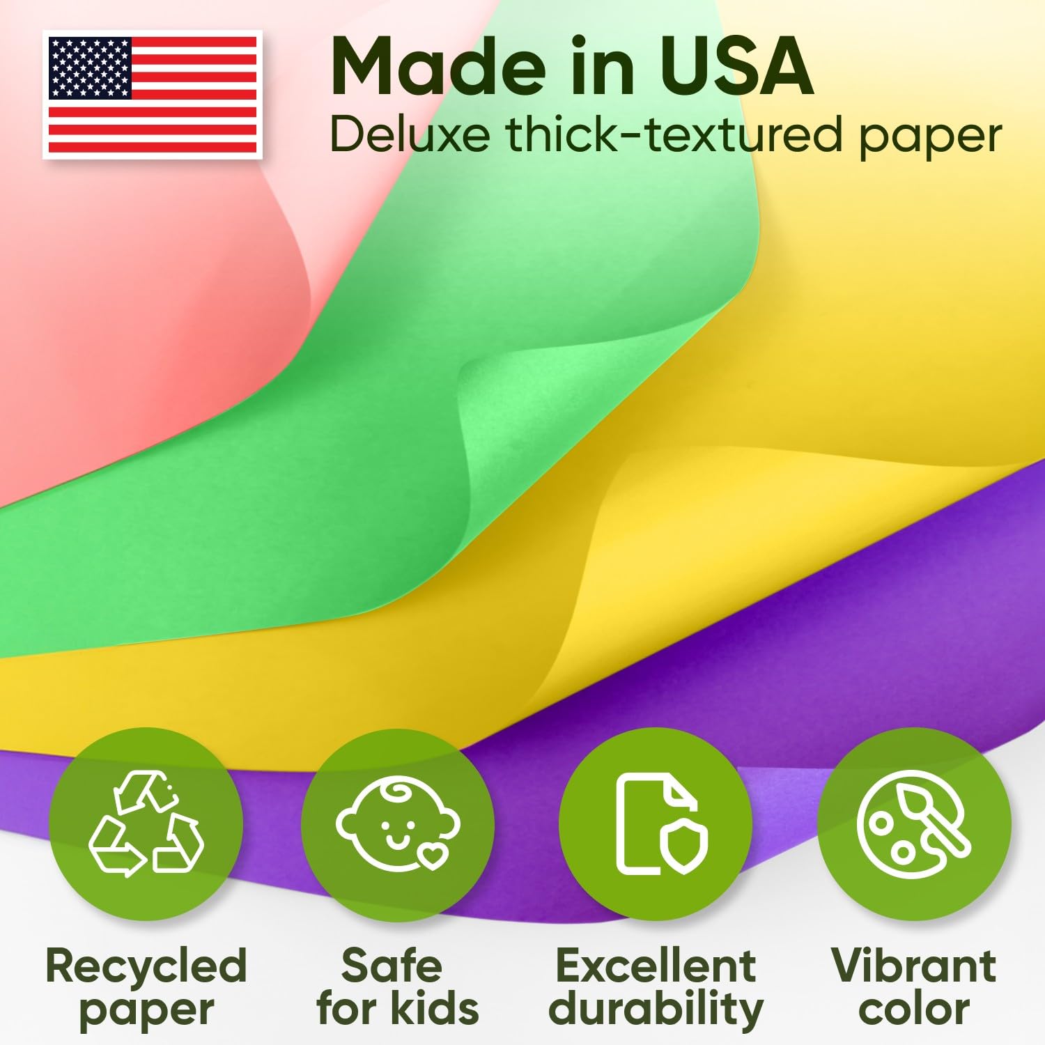 Lot de rouleaux de papier kraft pour la fête des mères (30,5 x 30,5 m) – Rose, blanc, lilas, jaune, vert clair – Fabriqué aux États-Unis pour travaux manuels, bricolage, école, emballage