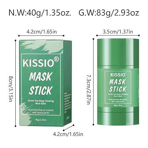 Miniatura 6 de KISSIO Máscara de té verde, removedor de puntos negros, máscara facial con barro volcánico y extracto de té verde, limpieza profunda de poros,