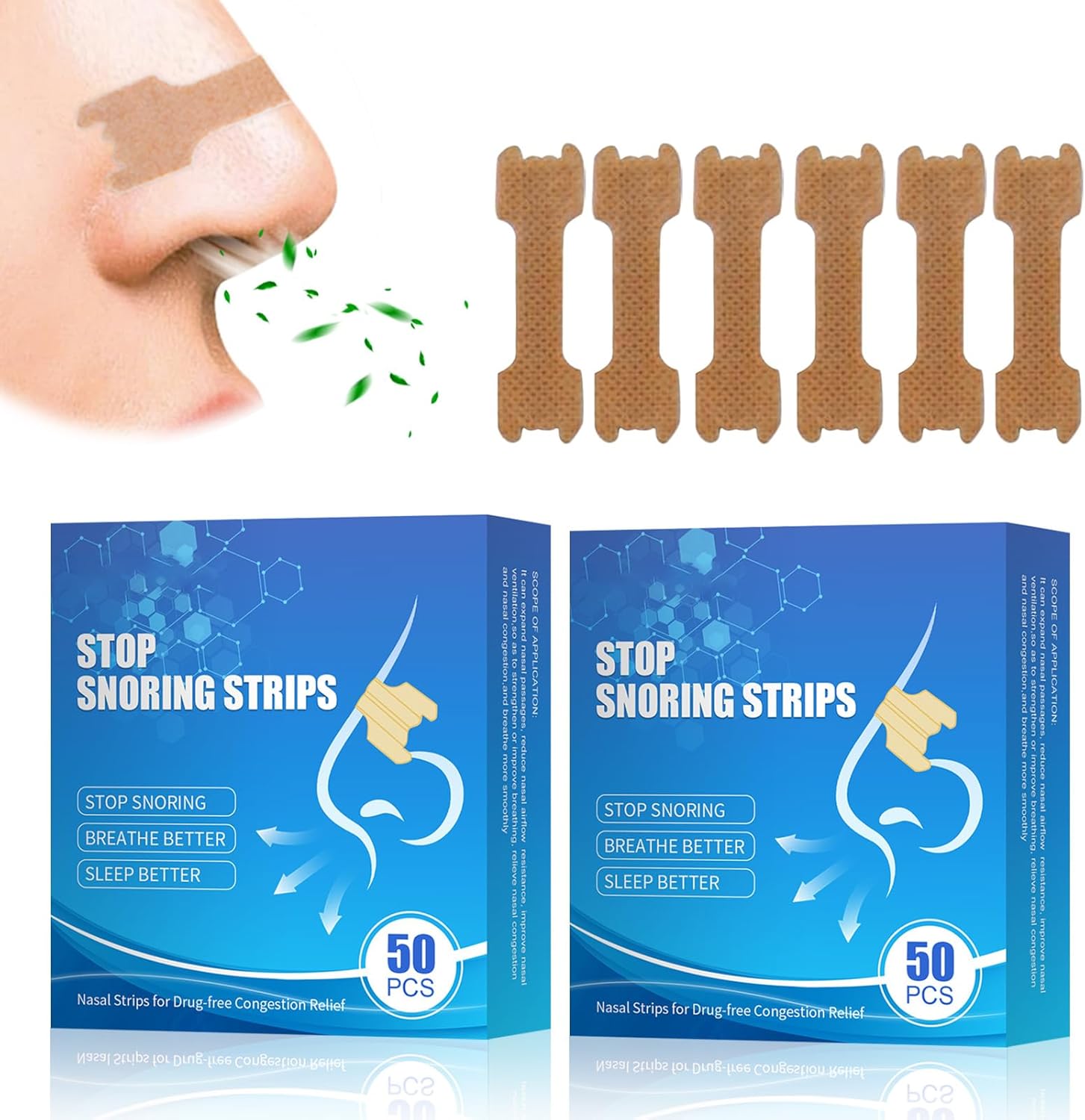 Bandelettes Nasales, 100 Pieces Écarteur Nasal, Aanti Ronflement