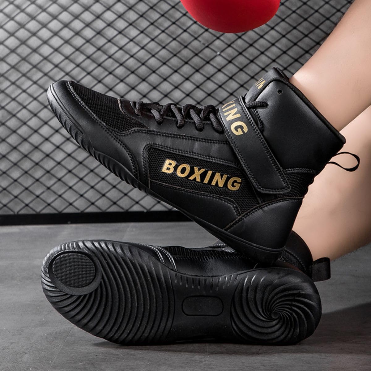 Scarpe da Boxe da Uomo Scarpe da Allenamento per Pugili Scarpe da Combattimento Adatte per l'allenamento di Combattimento Sportivo Fitness Scarpe da Wrestling da Uomo 35-47