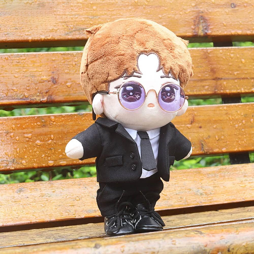 niannyyhouse Black Suit Coat Tie White Shirt Pants 7.8in（20cm） Plush Humanoid Stuffed Doll Clothes