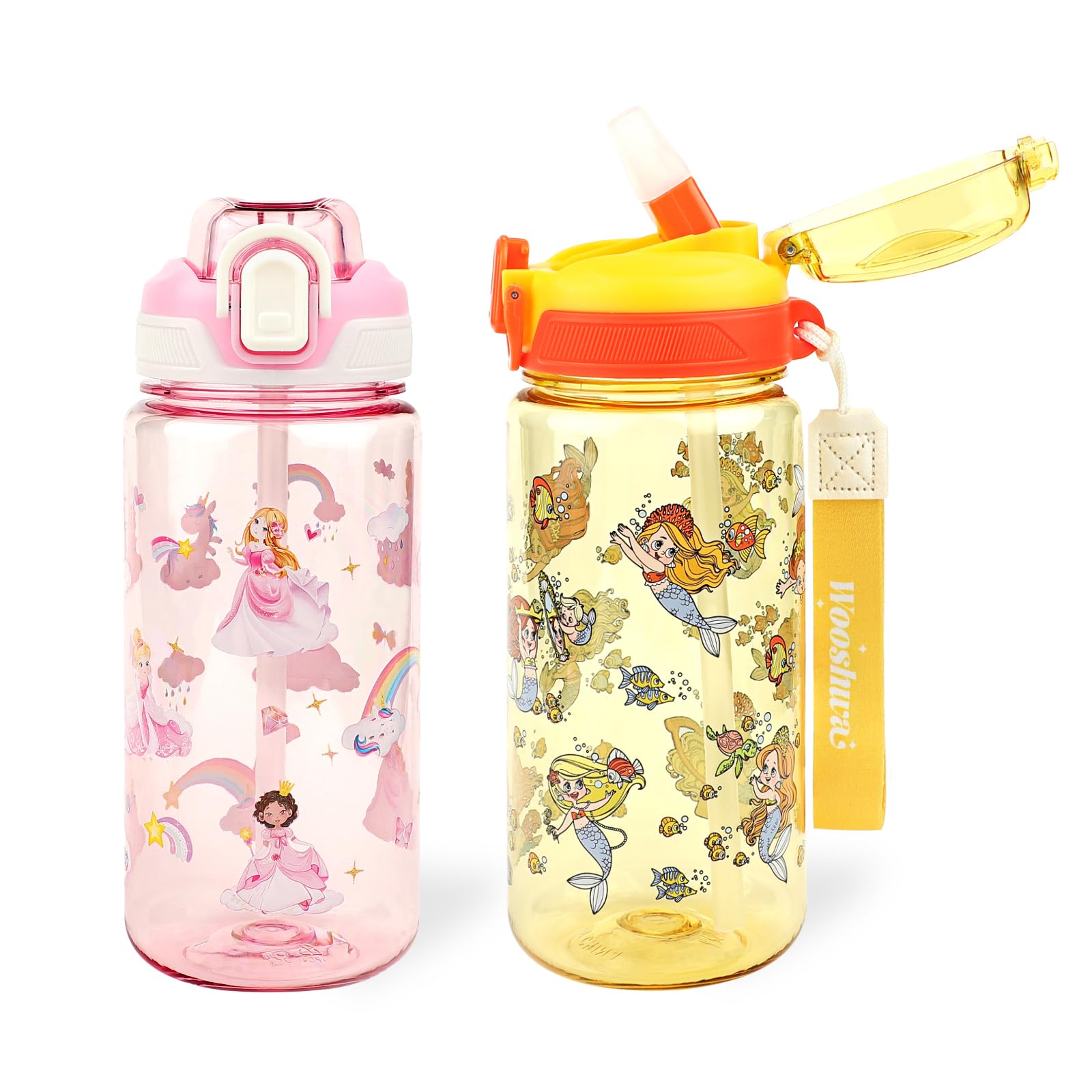 Wooshwa Gourde Enfant Avec Paille, Pour Filles, Anti-Fuite