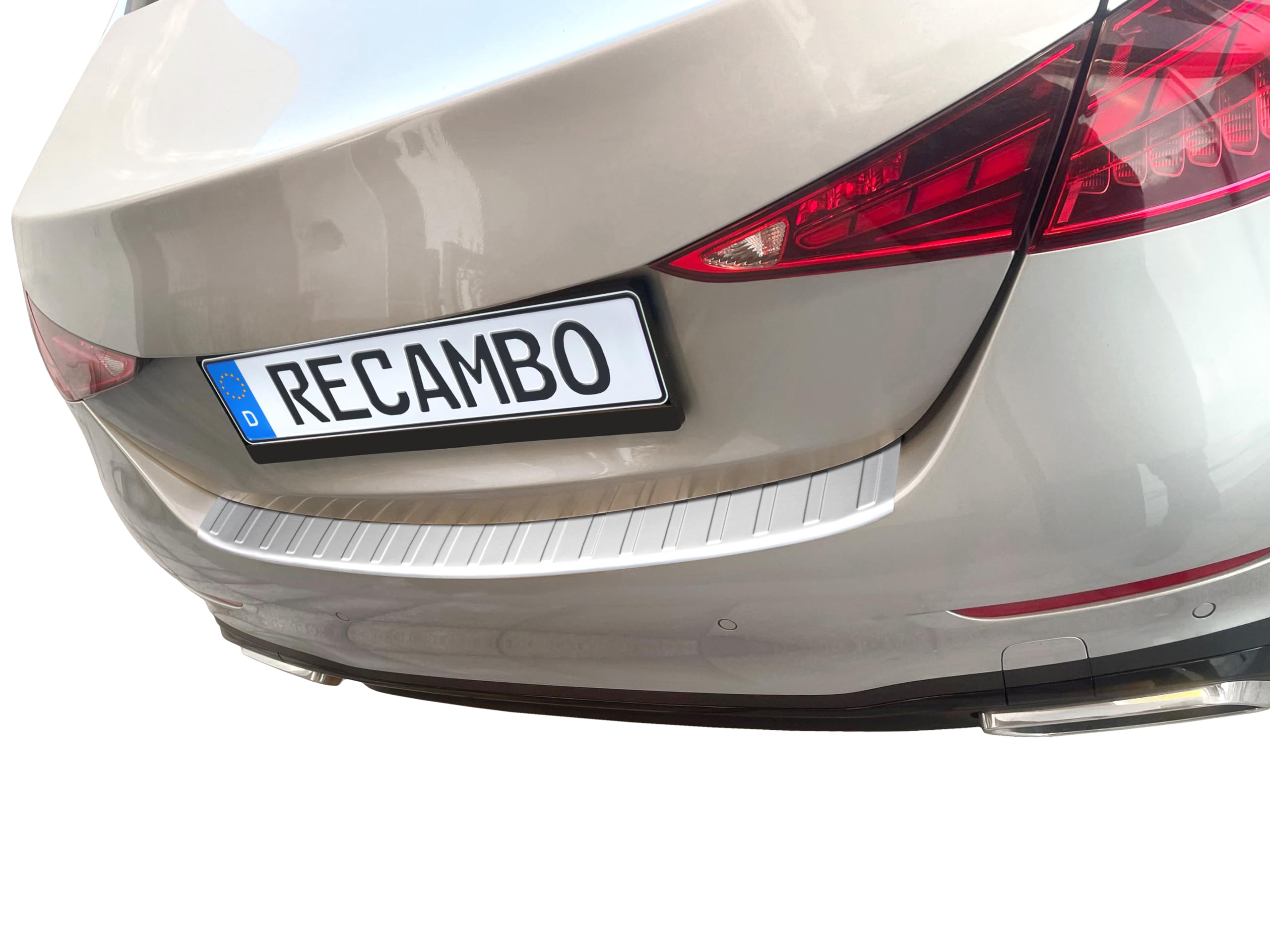 RECAMBO Ladekantenschutz Edelstahl Matt Gebürstet Mit Textur Für Mercedes C-Klasse W206 Ab 2021 - Stoßstangenschutz & Elegantes Styling