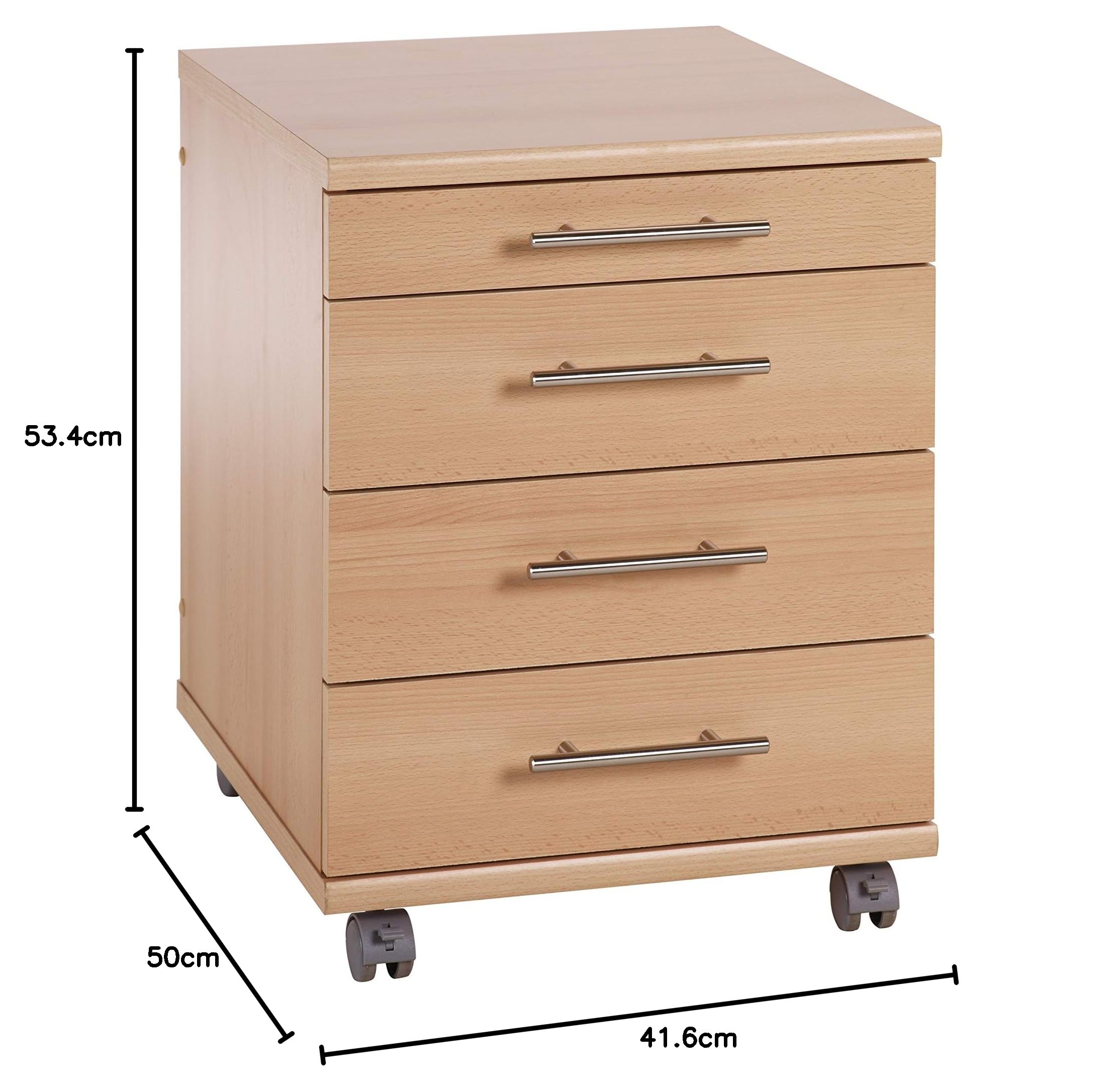 Möbelpartner Till Rollcontainer, 701396, samerberbuche Dekor, ca. 42 x 50 x 57 cm