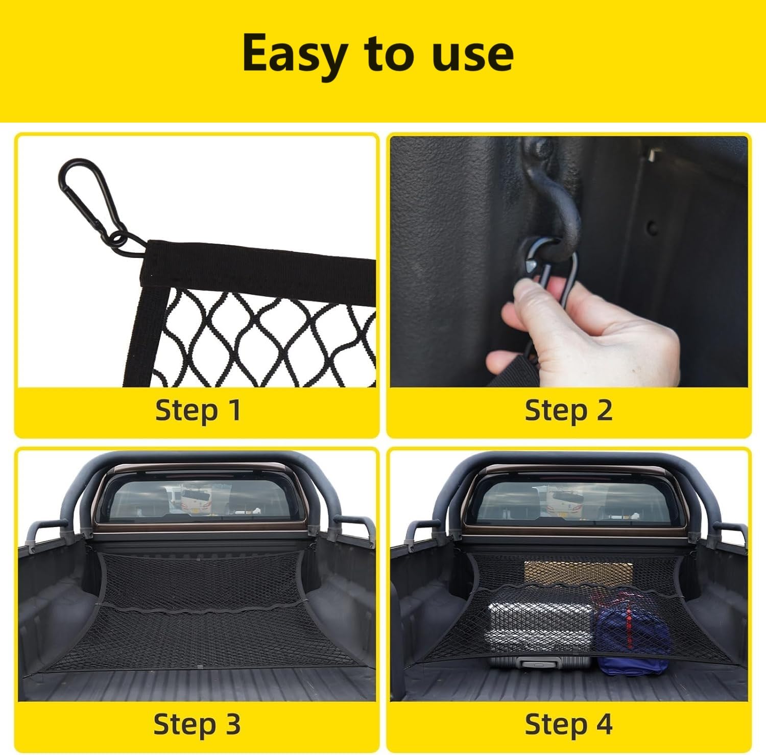 Rete Da Carico Elastica Per Auto E Camion Con 3 Tasche - 110x30 Cm, Fissaggio A Viti, Per SUV E Furgoni
