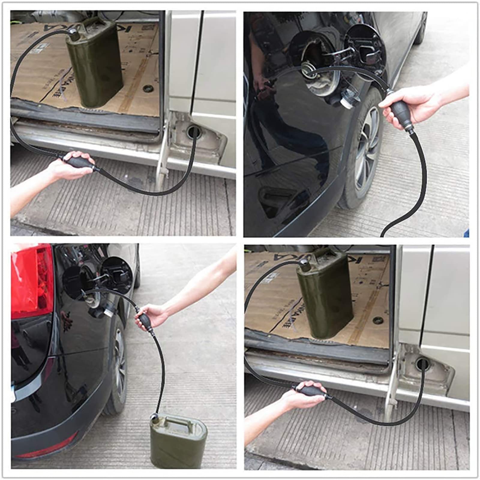 WANGCL Pompa di trasferimento del carburante a sifone Pompa del carburante di trasferimento manuale da 8 mm con tubo flessibile della linea del carburante con primer a clip (tubo nero)