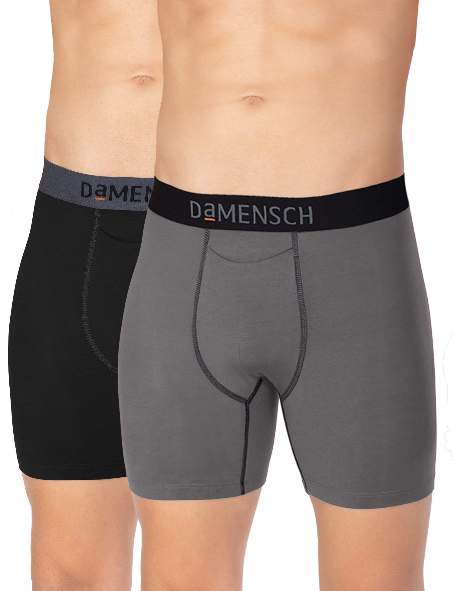 damensch Men's Zero Ride up DEO-Soft Anti-Bacterial Solid Boxer Briefs - Pack of 2 - Klintt Black, Wilsen Grey - Large-picture-38