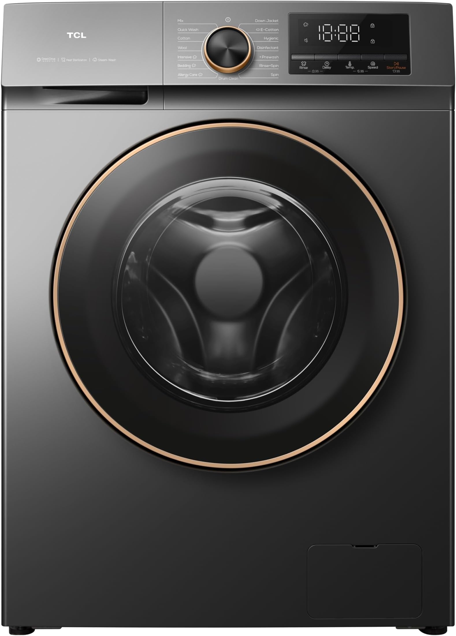 8Kg Front Load Washing Machine, 1200 RPM, Direct Drive Inverter Motor, 15 Programs, Drum Clean, Delay Start, Child Safety Lock, Honeycomb Drum, 1 Year Warranty, Grey - P208FLG