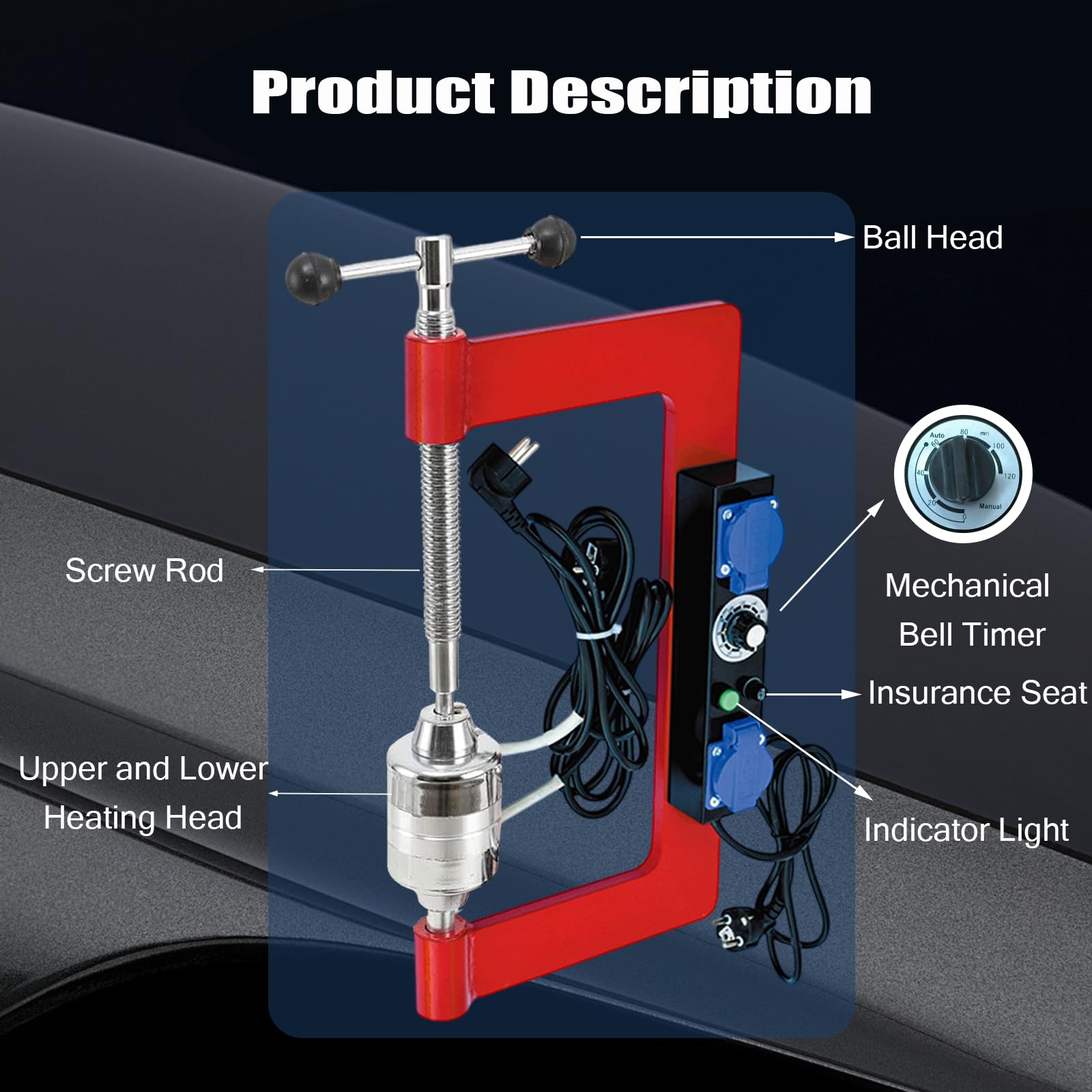 maquina reparadora de neumáticos para coche, set de reparación de neumáticos de 8 piezas, kit de herramientas de 2×500 W, control de temperatura de 150–180 °C, para neumáticos de 145–275, kit