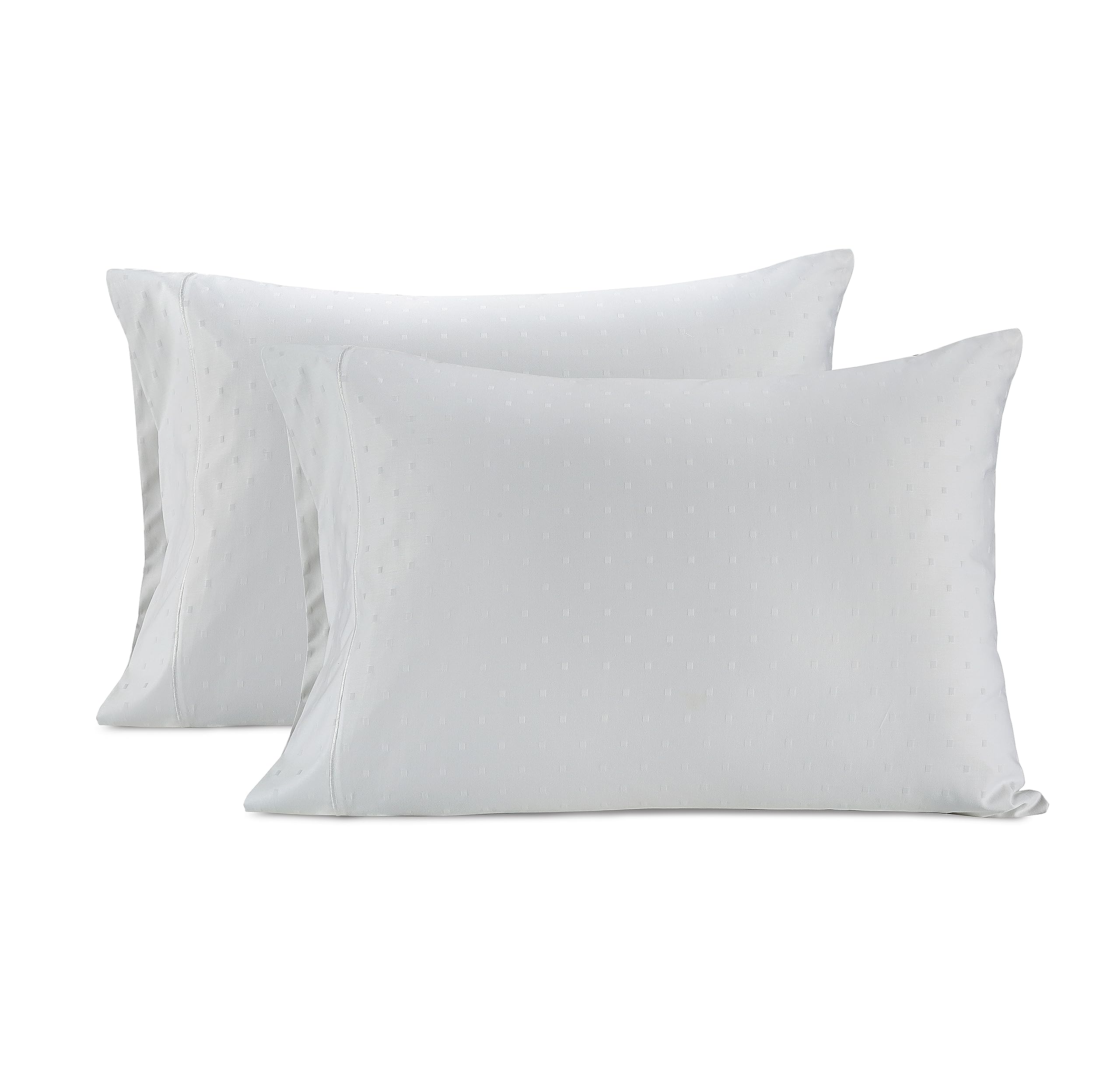 LANE LINEN Pillow Case Covers King, Set of 2, 100% Egyptian Cotton Sateen, Soft Cool & Smooth Pillow Cases - Swiss Dot - White