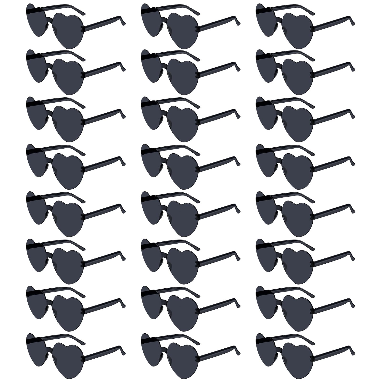 NACHLYNN 24 Pcs Black Heart Sunglasses for Women Rimless Heart Shaped Sunglasses Candy Color Glasses for Party Favors