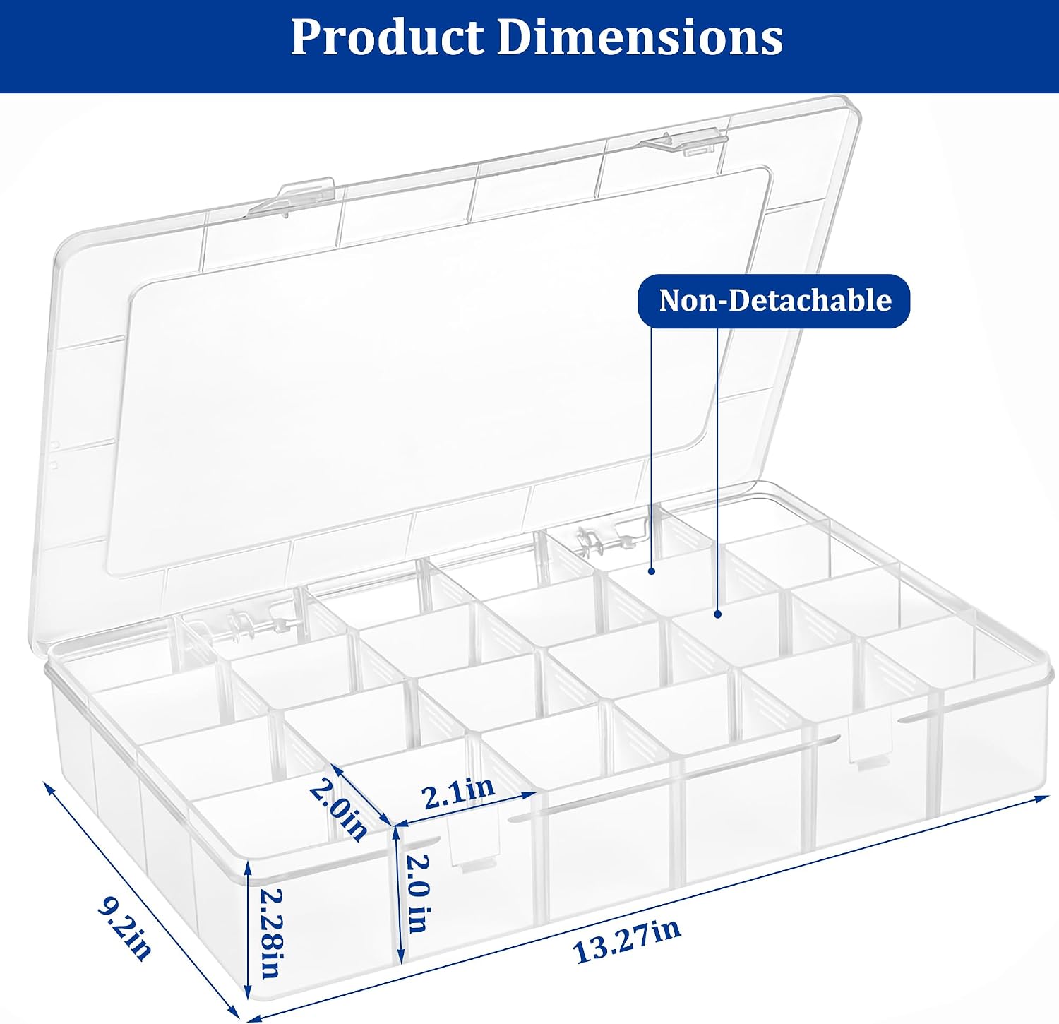 Large 24 Grids Clear Plastic Jewelry Organizer Box with Adjustable Dividers, Craft Organizers and Storage, Compartment Storage Box for Jewelry, Beads, Fishing Tackle, Art, DIY Crafts, Tools image 2
