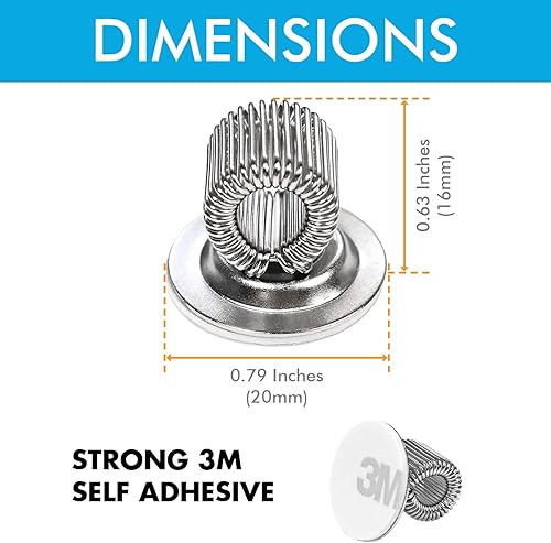 Miniatura 3 de Clips para bolígrafos con bucle de resorte ajustable, soporte autoadhesivo para rotulador, pizarra blanca para refrigerador, tablero de anuncios (12