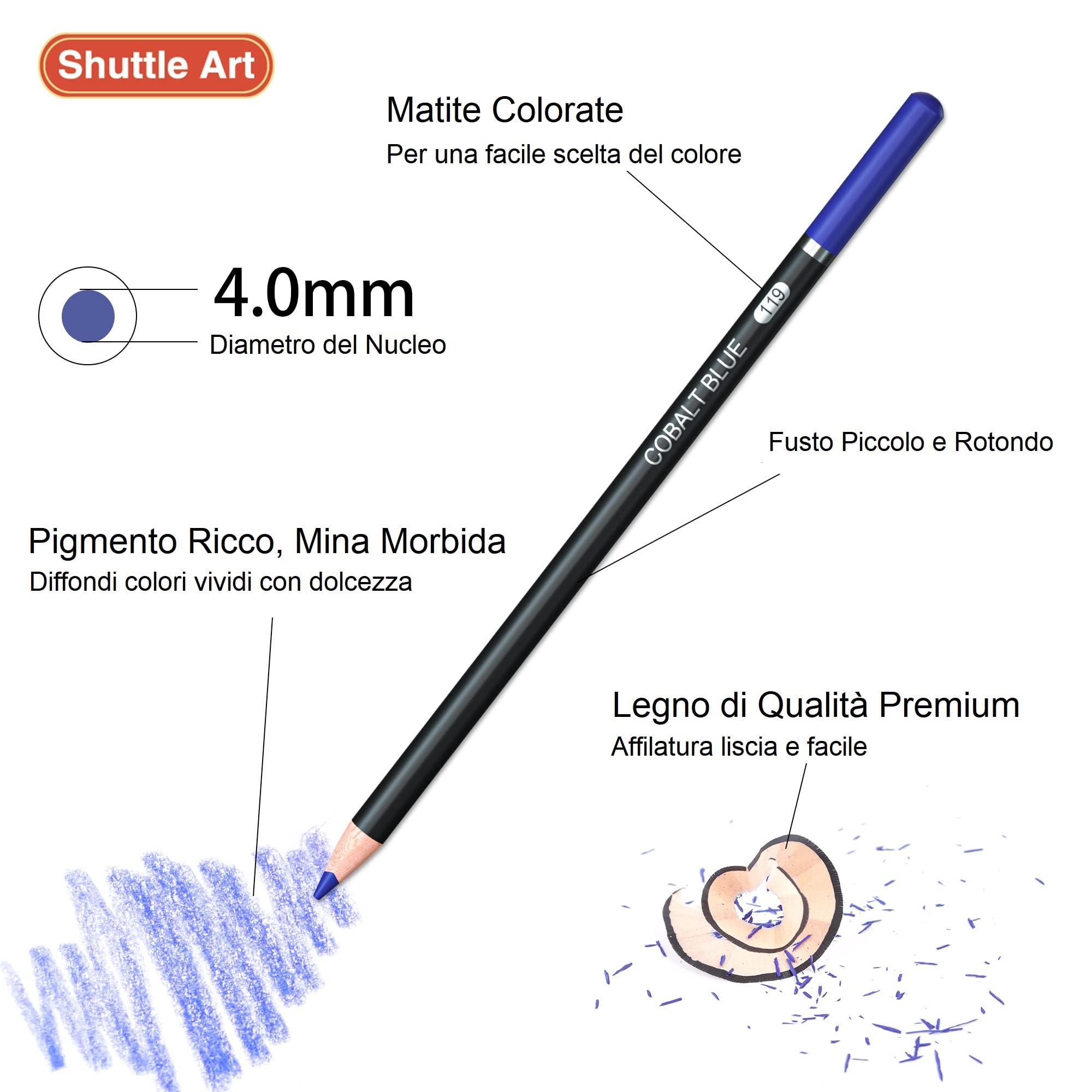 Set Professionale 174 Matite Colorate Shuttle Art - Con Blocco Da Disegno, Temperini, Estensori, In Scatola Metallo