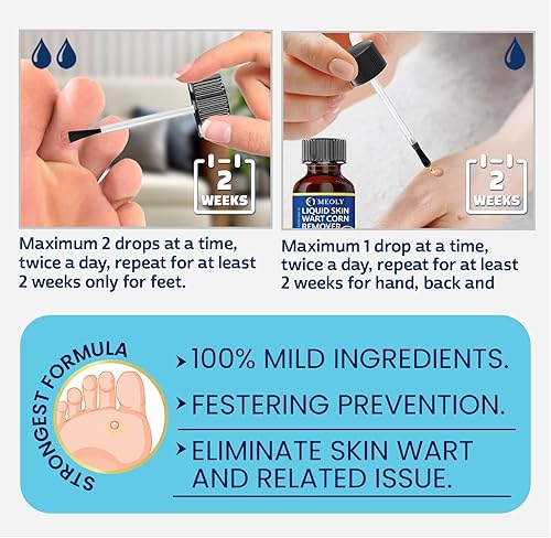 Miniatura 7 de MEOLY Removedor de verrugas de acción rápida 40% de ácido salicílico removedor de verrugas máxima fuerza para verrugas plantares, maíz hombres y