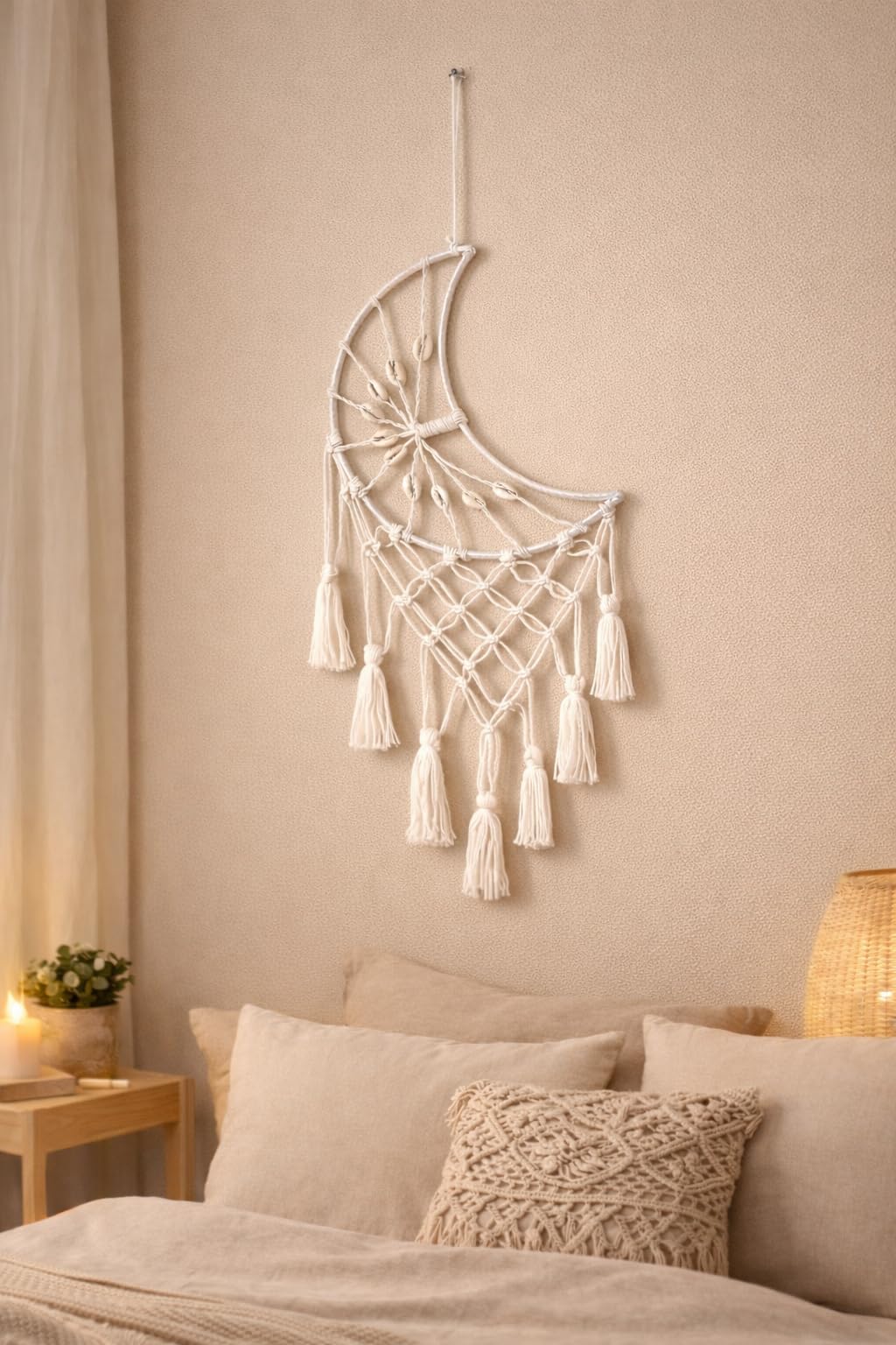 ThincAmaxe Handmade Half Moon-Shaped Dream Catcher – Boho Wall Hanging Decor for Bedroom, Nursery, Living Room-image-41