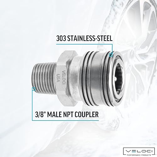 Miniatura 20 de Veloci Prima - Enchufe de acoplamiento rápido hembra NPT de acero inoxidable de 3/8 pulgadas para accesorios de hidrolimpiadora de presión