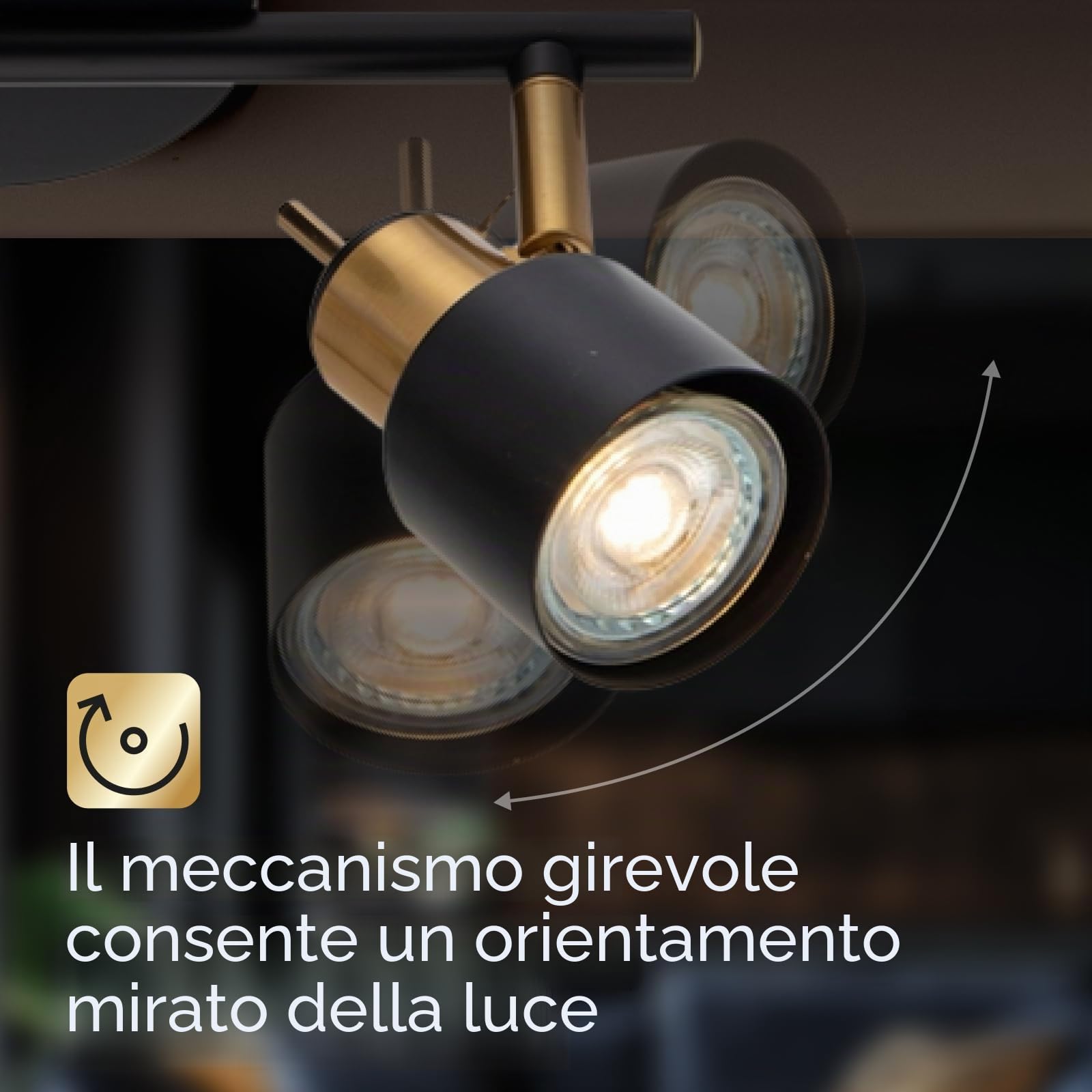 Arte Lamp Almach Faretti LED Soffitto Orientabili 4 Luci in Metallo con Finitura Neutra per Cucina Ingresso Corridoio con Luce Mirata per Interni Moderni