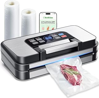 BeeliciousPro 95KPa Vacuum Sealer: Double Pump & Seal, 10-in-1 Modes, Easy-Lock Handle, Built-in Cutter & Storage - Keeps Food Fresh 8x Longer