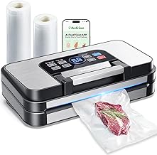 95Kpa Powerful Precision Pro Vacuum Sealer, with Double Heat Seal & Double Pump, Easy-Lock Handle, 10-in-1 Vacuum Sealer Machine for Food with Bags Storage, Built-in Cutter, Stainless Steel