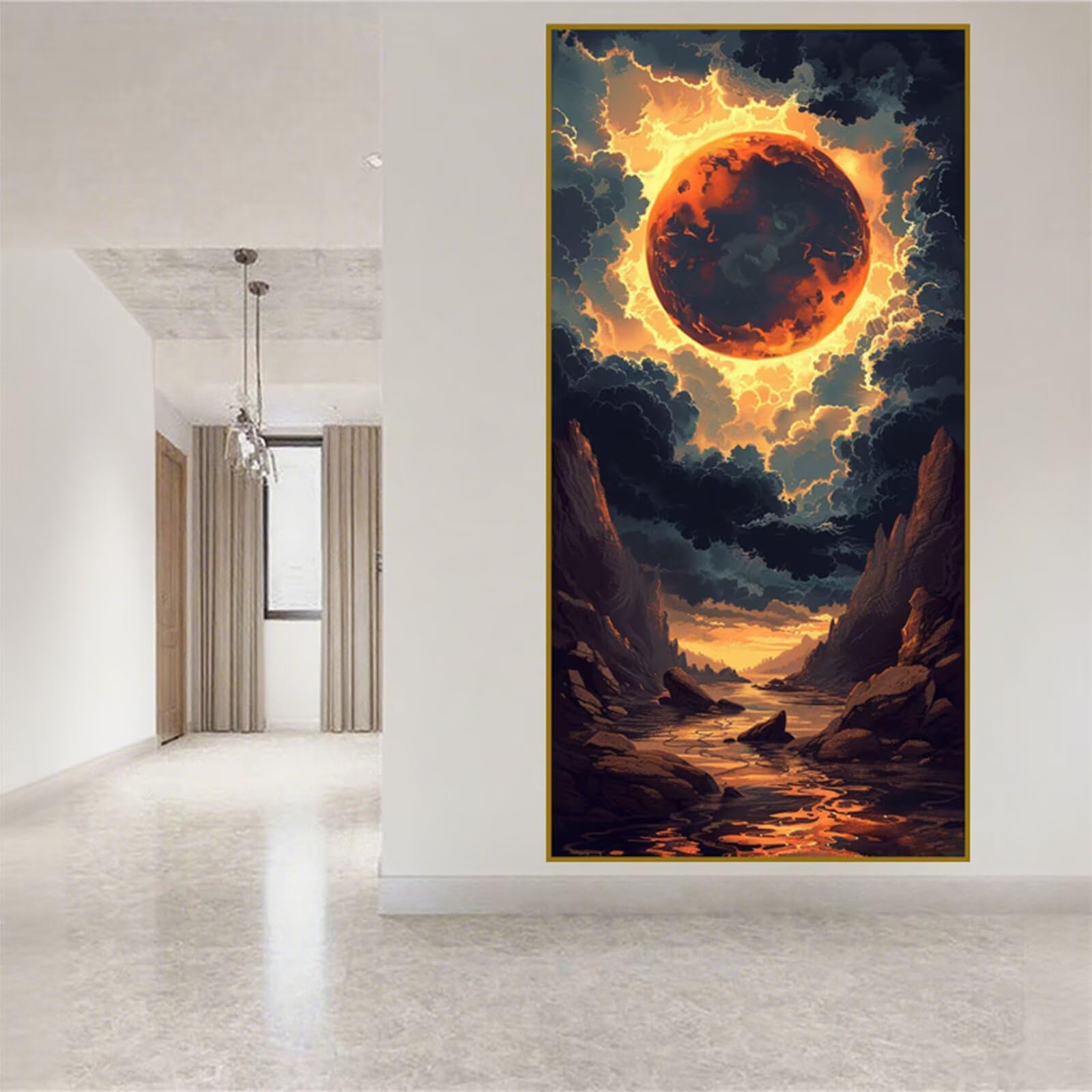 Diamentowe malowanie krajobrazu obraz diamentowy dorośli, 5D diamentowe rysunki planeta obrazy diamentowe, 90 x 200 cm diament sztuka haft krzyżykowy puzzle rzemiosło dziewczyna dekoracja ścienna J2