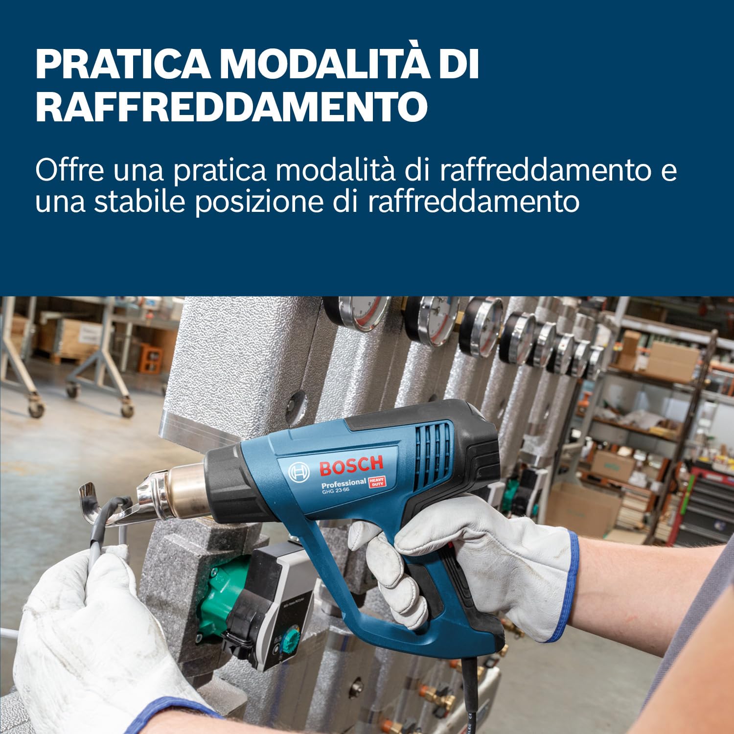 Bosch Professional Termosoffiatore GHG 23-66 (fino a 650 °C, 4 programmi personalizzabili, incl. bocchette, set tubi termorestringenti, L-BOXX)