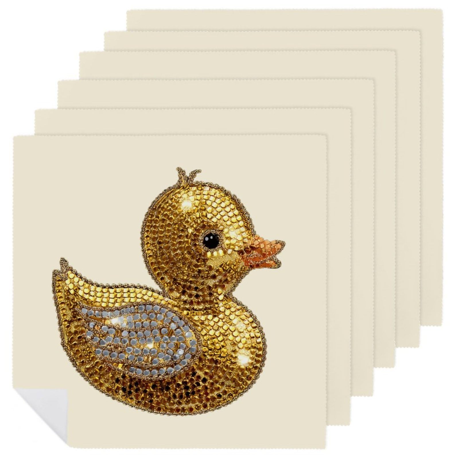 Servilletas cuadradas reutilizables con pato de pedrería dorada para bodas y fiestas