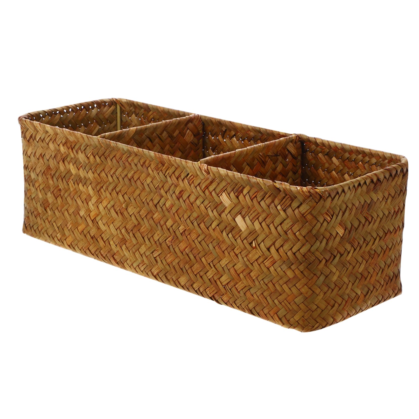 Alipis 3 Stück Wickelkorb für Schreibtisch mit Fächern Woven Storage Box Karamellfarbe zur Aufbewahrung von Fernbedienungen Kosmetik und Kleinigkeiten Praktischer Desktop Organizer für