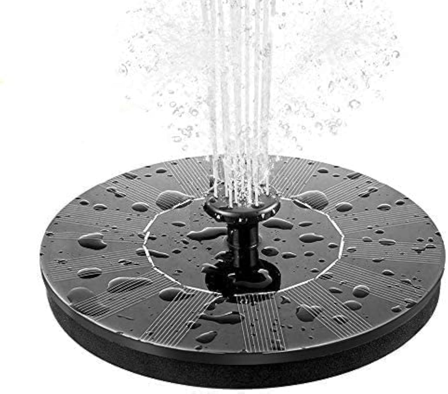 Solar Water Fountains,Solar Powered Bird Bath Fountain with 6 Nozzles - Free Standing Floating Solar Fountains for Bird Bath, Garden, Pond, Pool (Black-1W)