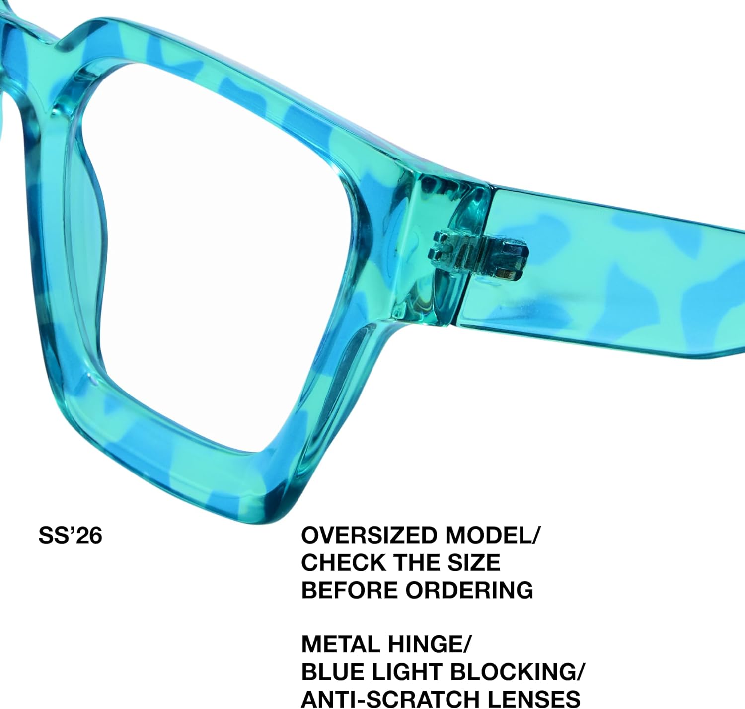 livho Oversized Eyewear Frame for Woman and Men - Rectangle Fashion Glasses for Computer, Chic Preppy Frame - Image 3