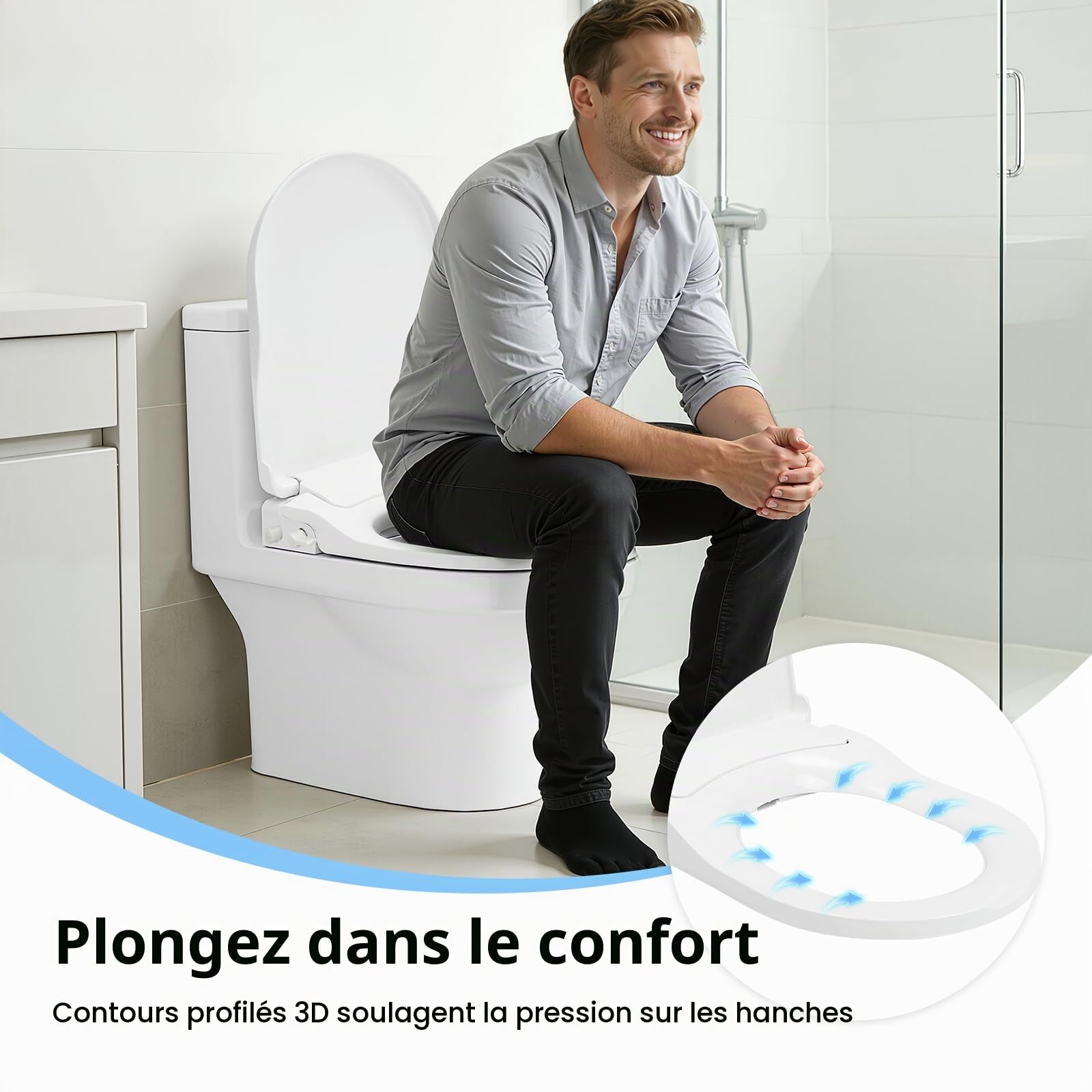 Abattant de WC avec fonction bidet - Siège de Bidet Mécanique Abattant WC Japonais Cuvette Japonaise Bidet Toilette WC- G 1/2",Double Buses