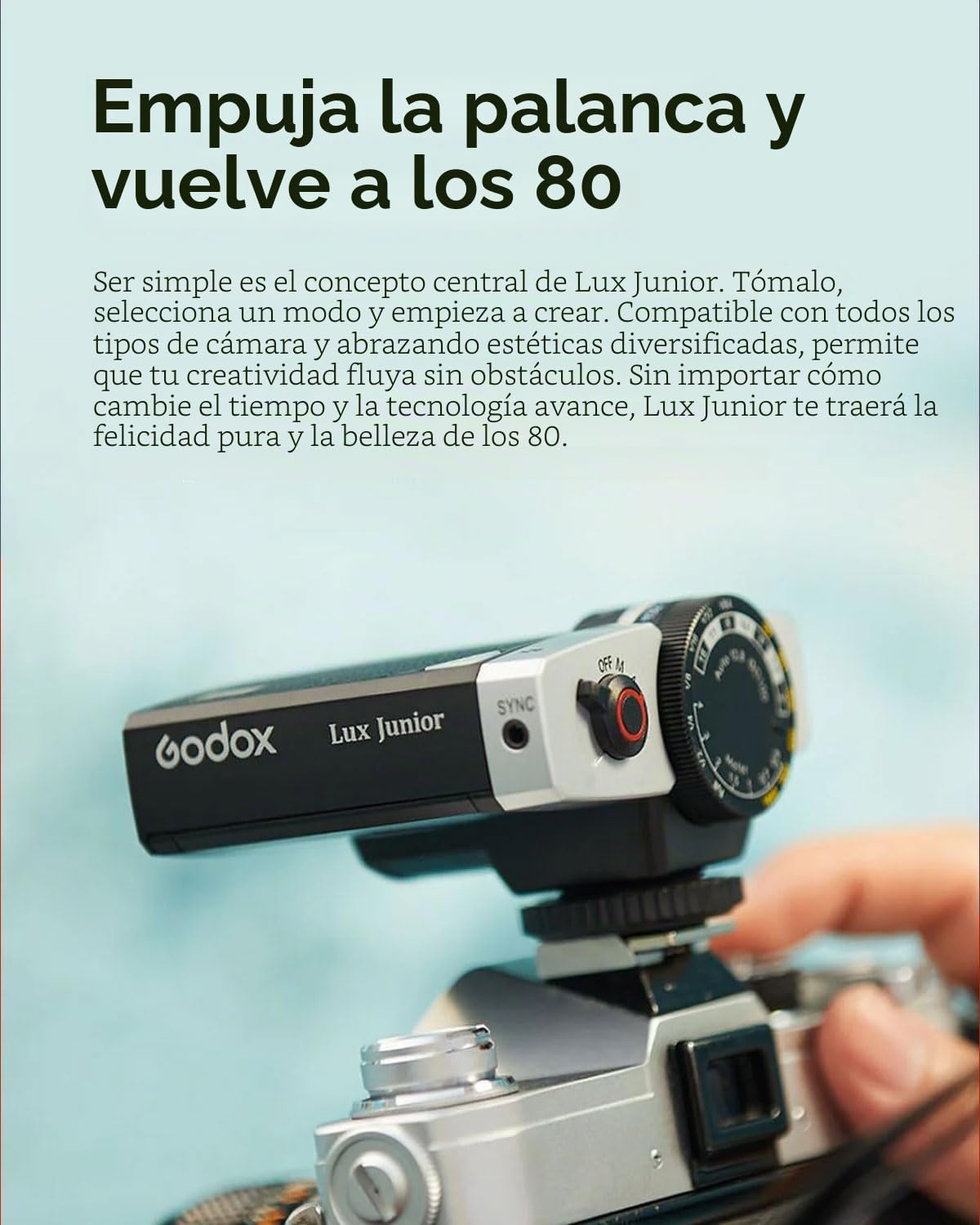Godox Lux Junior Retro Flash de cámara Speedlite GN12 6000 K ± 200 K CCT,Modos automáticos y manuales de Potencia de Flash,28 mm de Distancia Focal para cámaras Canon Nikon Sony Fuji Olympus Hot Shoe