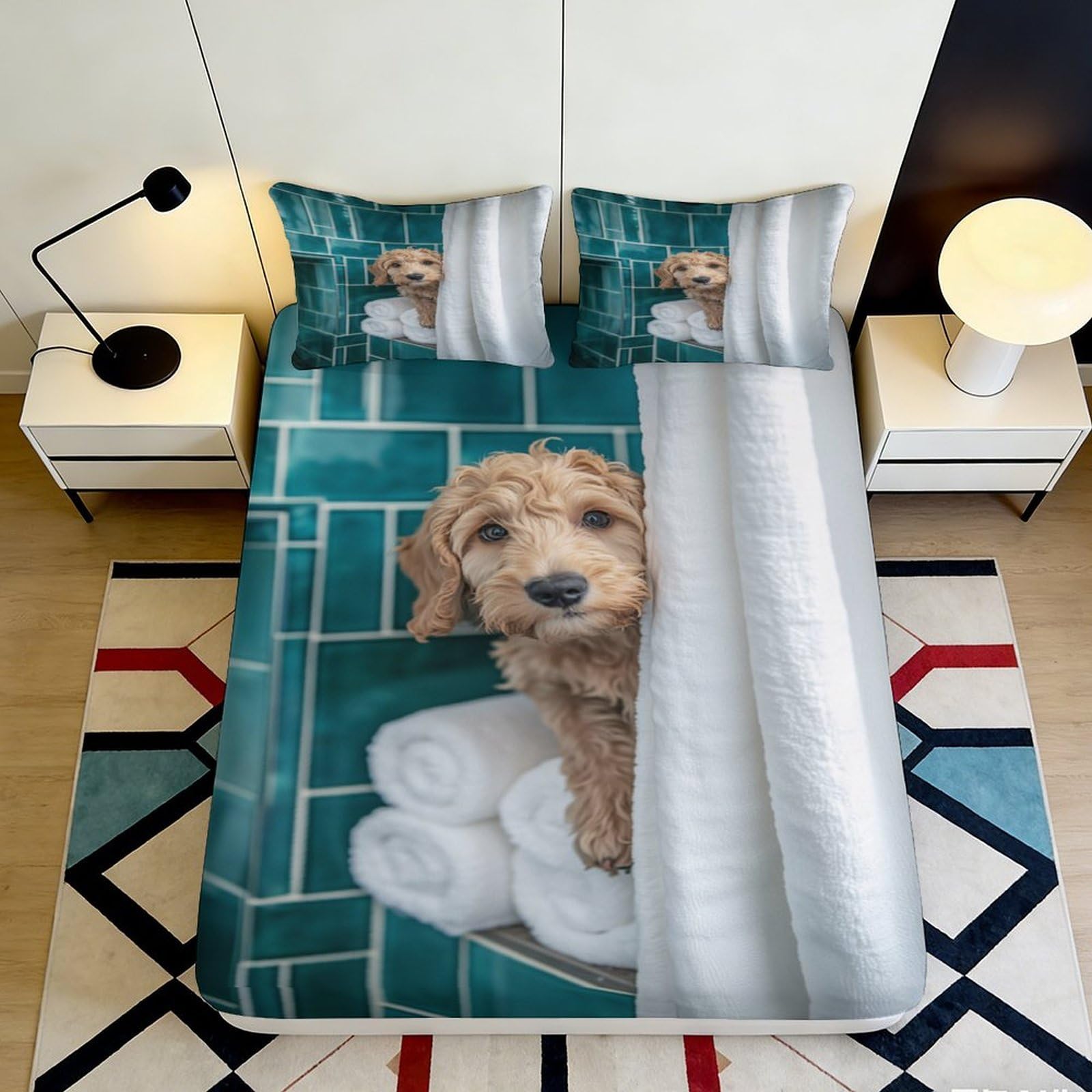 3D Printed Snowman Fitted Sheet Microfiber Deep Pocket Non-Slip Bedroom Bedding Mattress Fitted Cover for Adults Teens Washable 180x200x25cm