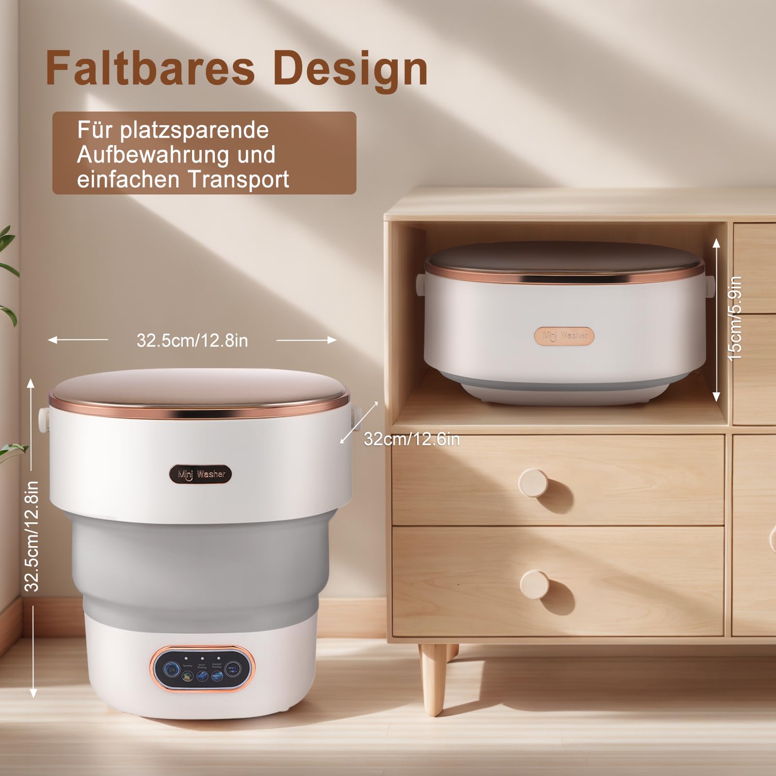 Mini machine à laver 15 l 2 en 1 avec panier d'essorage pour camping voyage