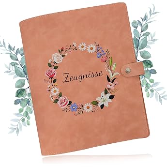 Zeugnismappe M dchen A4 Mit 40 H llen - PU Leder Farbige Blumendrucke Schnellhefter Ordner Dokumentenmappe Schule Zubeh r F chermappe Abitur Geschenke und zur Einschulung Geschenke Rosa