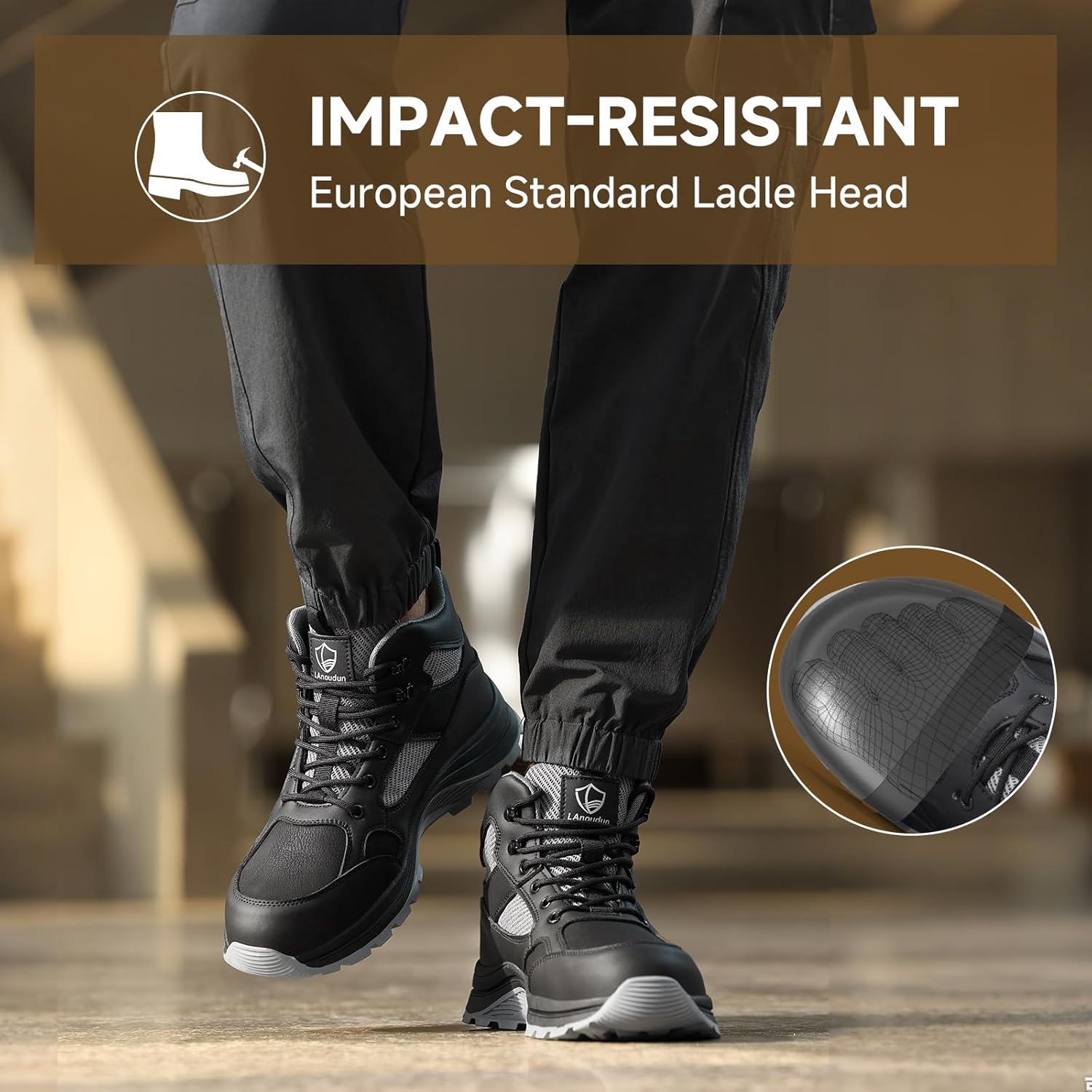 Steel Toe Boots for Men Indestructible High Top Work Shoes for Men Comfortable Safety Shoes Puncture Proof Hiking Construction Shoes Botas de Trabajo para Hombre