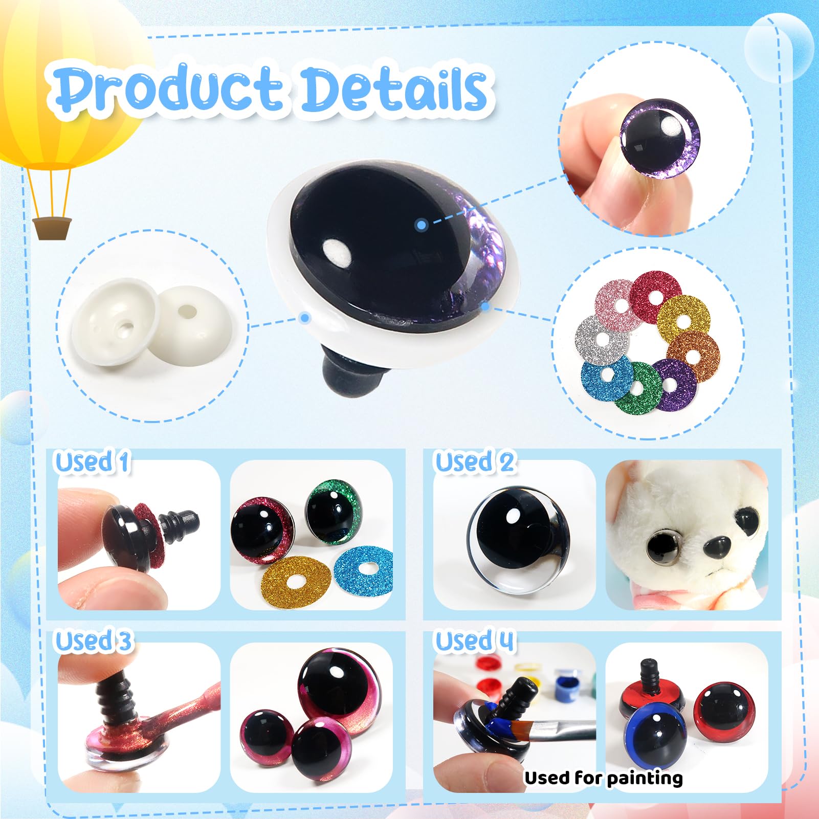 260 Stück Sicherheitsaugen Für Amigurumi & Plüschtiere – 5-14mm Mit Box