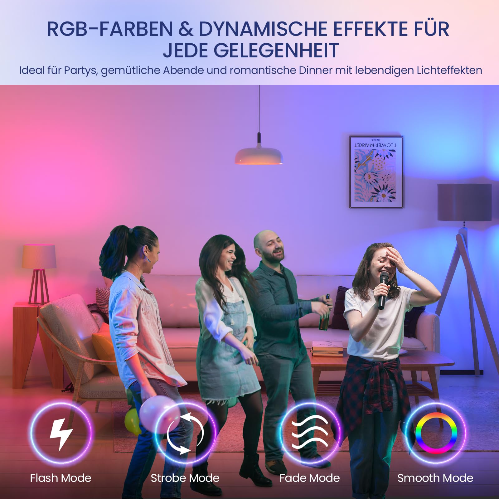 BrightWish E14 Colour Changing LED Light Bulb, RGB Dimmable Smart Bulb with Remote, Warm & Cool White, Memory Function - Image 2