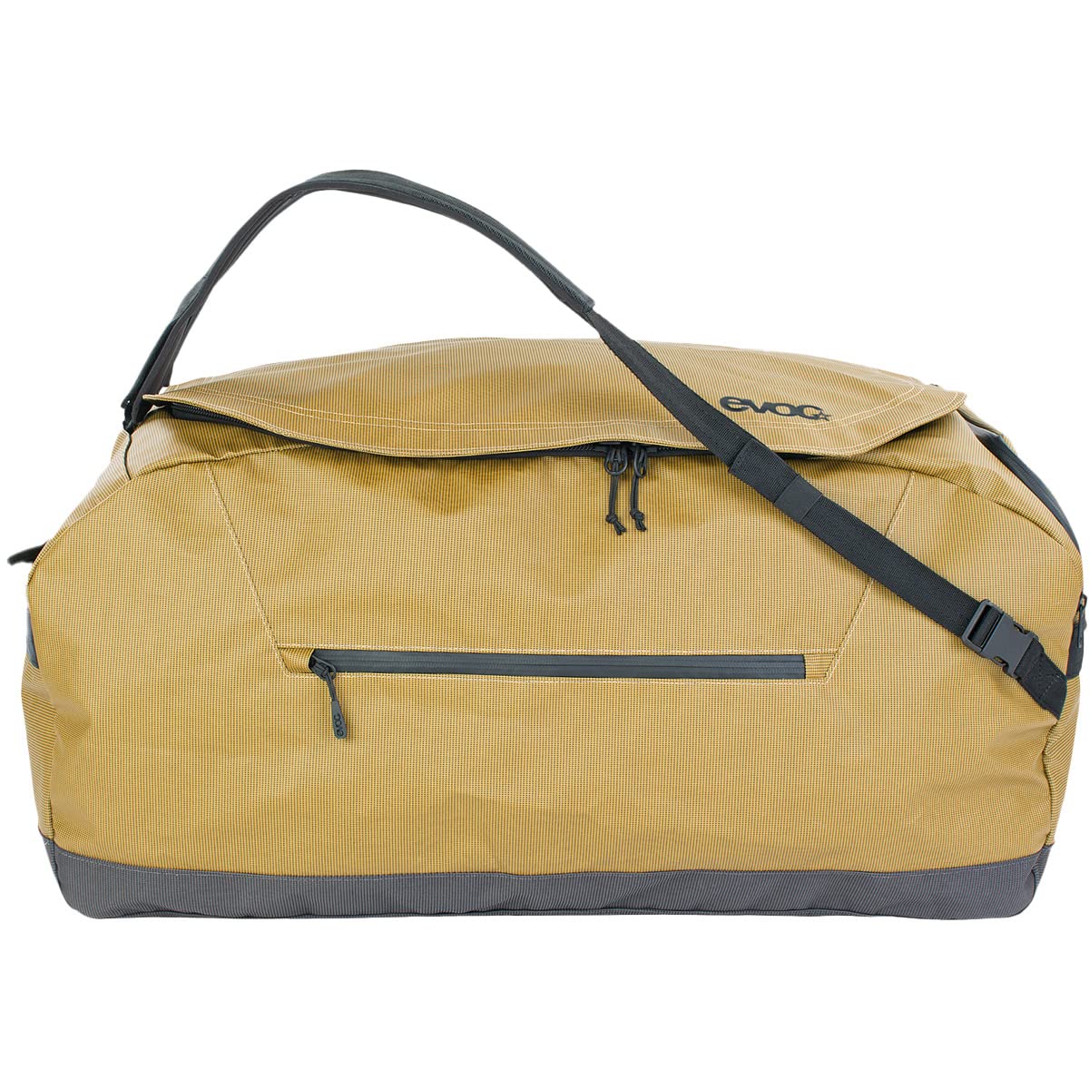EVOC DUFFLE BAG 100 borsa impermeabile per viaggi e attrezzature (tracolla staccabile, tasca esterna separata, uso universale, inclusa borsa integrata, senza PVC, impermeabile), Curry/Nero