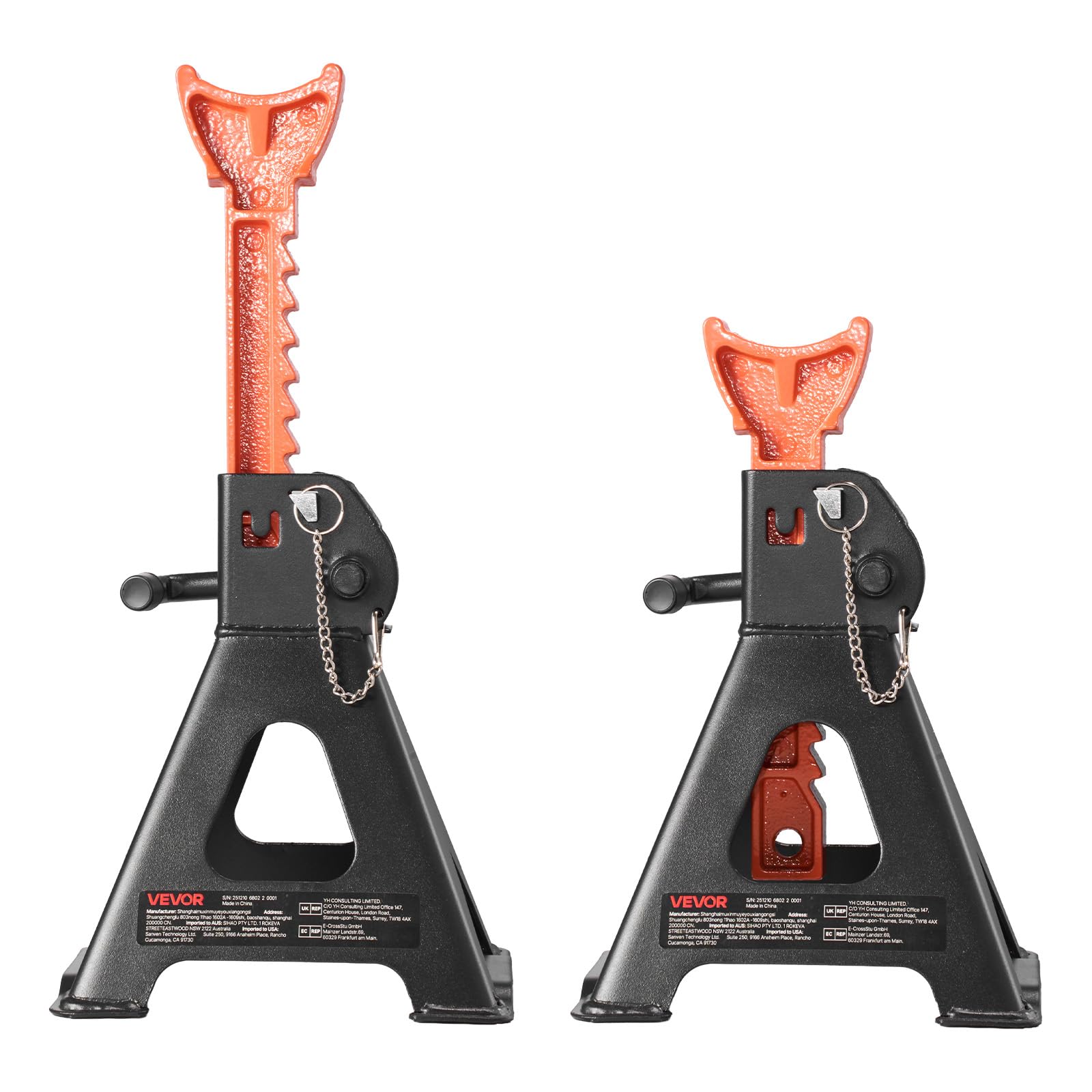 VEVOR Cavalletti di Sollevamento 3 Tonnellate, Altezza Regolabile 275-415 mm, Acciaio Doppio Bloccaggio per Auto SUV