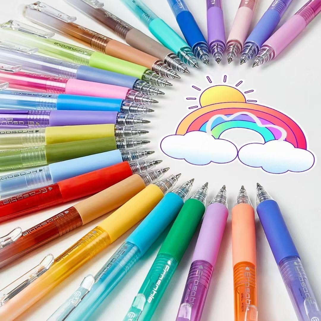 Retractable Erasable Gel Pens Clicker,Fine Point 0.7mm Smooth Writing Pens,Cute Pens For Writing Journaling Taking Notes School Office Home. (12 Colors) - Image 7
